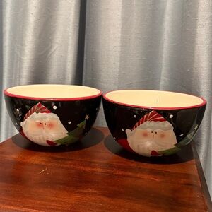 TWO Certified International Holiday Santa by Becca Barton 5 5/8" Bowls